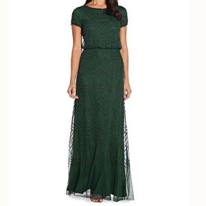 Adrianna Papell -  Beaded Blouson Dolman-Sleeve Gown